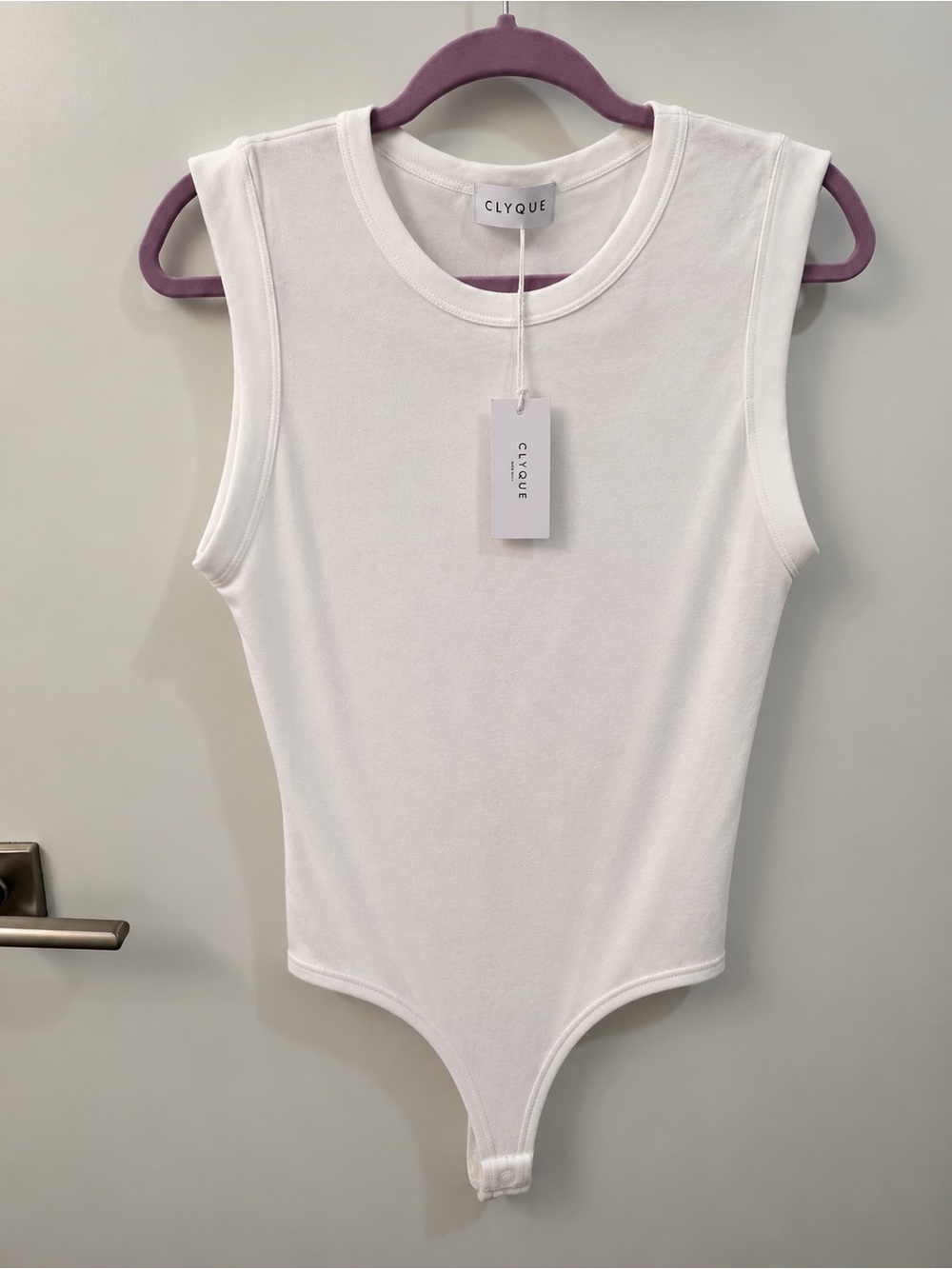 Clyque Bodysuit Sleeveless Medium NWT White